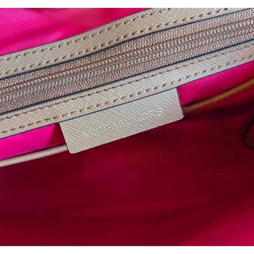 MICHAEL KORS Nylon Tote Bag Hot Pink Shoulder‎ Tote Zip Top Gold Hardware